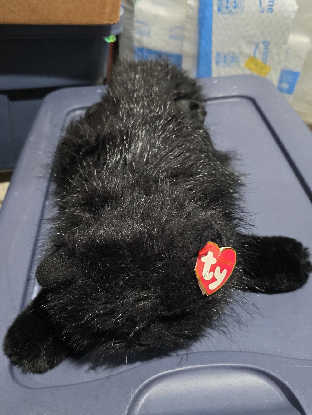 TY Black Plush Cat Stuffed Toy - Soft Black Plush